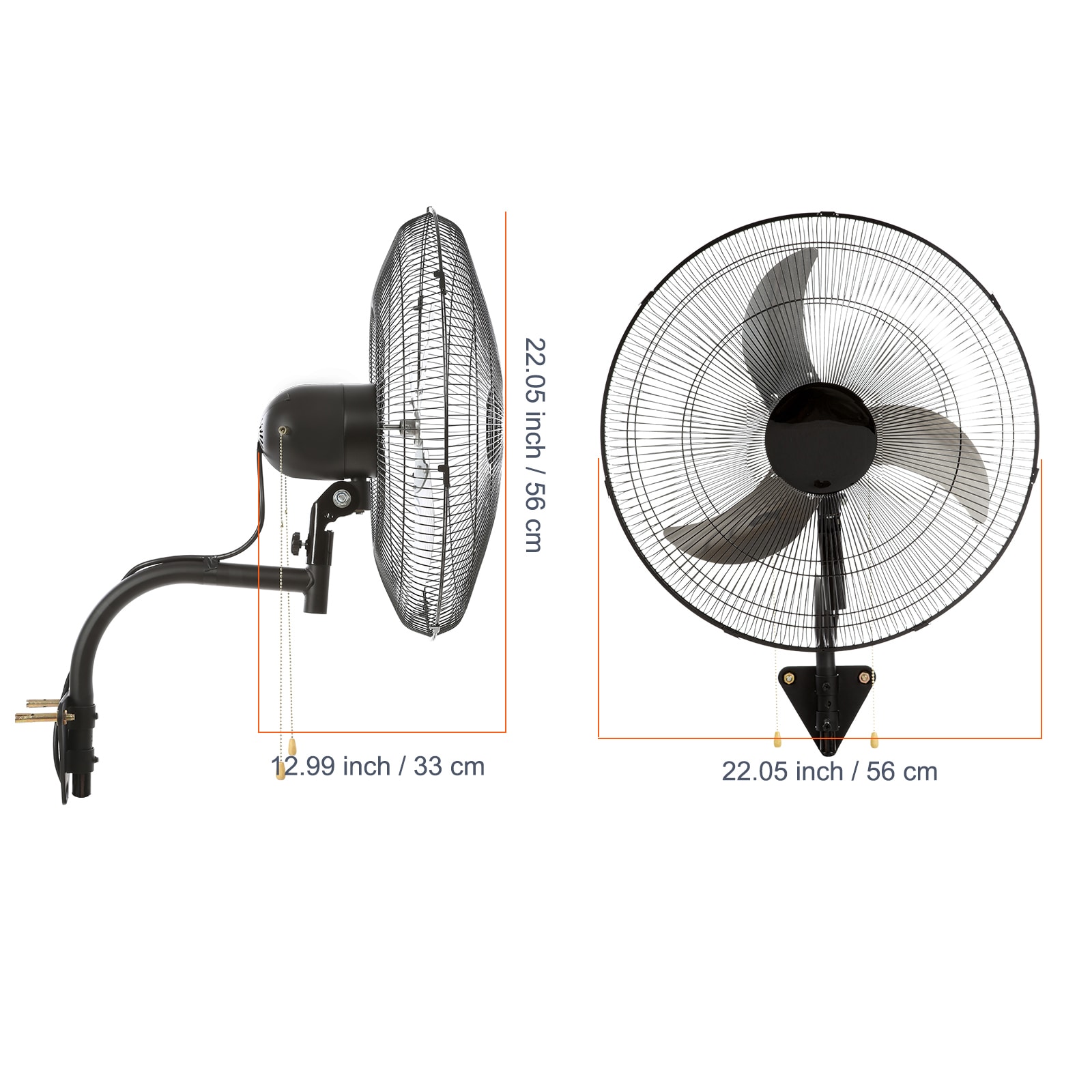 Industrial Wall Mounted Oscillating Fan High Velocity Black_voghion.com